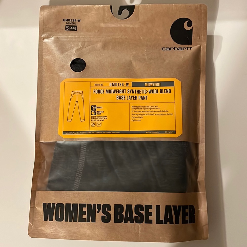 NWT Carhartt Women’s Force Synthetic-wool blend Base Layer Pant: Size Small